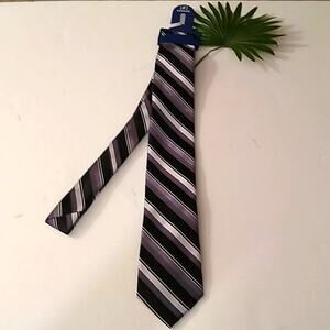 George Tie silver black gray stripe NEW